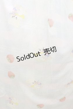 画像3: Nile Perch / シャーリングワンピース Free いちごとくま柄/サックス H-25-08-16-1004-LO-OP-NS-ZH