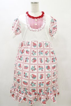 画像1: Nile Perch / いちご柄ワンピース Free オフ/レッド H-25-08-16-1007-LO-OP-NS-ZH