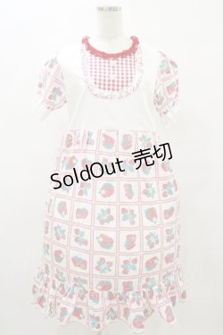 画像1: Nile Perch / いちご柄ワンピース Free オフ/レッド H-25-08-16-1007-LO-OP-NS-ZH