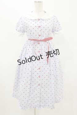 画像1: Nile Perch / ハートドットセーラーワンピース Free サックス/レッド H-25-08-16-1010-LO-OP-NS-ZH