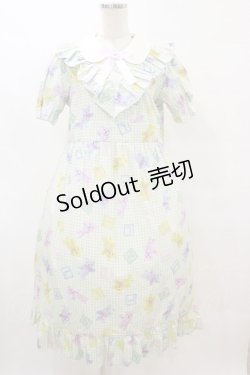 画像1: Nile Perch / Vフリルロングワンピース Free くま柄/ミント H-25-08-16-1012-LO-OP-NS-ZH