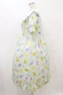 画像2: Nile Perch / Vフリルロングワンピース Free くま柄/ミント H-25-08-16-1012-LO-OP-NS-ZH