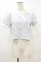 Nile Perch / リボンカットソー Free BabyGift柄/サックス H-25-08-16-1022-LO-TO-NS-ZH