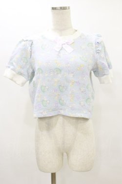 画像1: Nile Perch / リボンカットソー Free BabyGift柄/サックス H-25-08-16-1022-LO-TO-NS-ZH