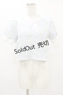 画像1: Nile Perch / リボンカットソー Free BabyGift柄/サックス H-25-08-16-1022-LO-TO-NS-ZH