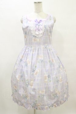 画像1: Nile Perch / リボンジャンパースカート Free ふたごうさぎ柄/ラベンダー H-25-08-16-1003-LO-OP-NS-ZH