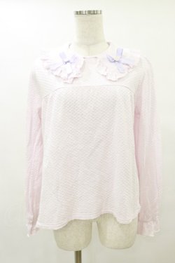 画像1: Nile Perch / リボン襟カットソー Free ピンク H-25-08-16-1032-LO-TO-NS-ZH