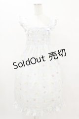 Nile Perch / シャーリングワンピース Free いちごとくま柄/サックス H-25-08-16-1004-LO-OP-NS-ZH