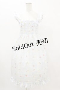 Nile Perch / シャーリングワンピース Free いちごとくま柄/サックス H-25-08-16-1004-LO-OP-NS-ZH