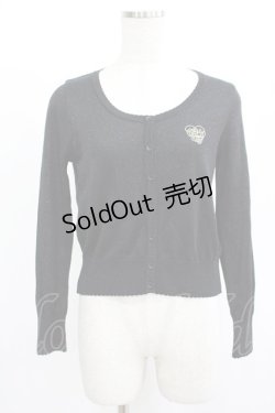 画像1: Emily Temple cute / ハートロゴ刺繍ラメニットカーディガン  ブラック H-25-08-16-059-ET-TO-KB-ZH