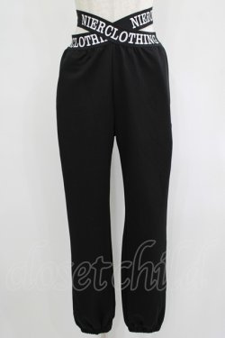 画像1: NieR Clothing / ロゴベルトストレッチパンツ F 黒 H-25-08-16-073-PU-PA-KB-ZH
