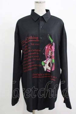 画像1: NieR Clothing / プリントロングシャツ  黒 H-25-08-16-002-PU-BL-KB-ZH