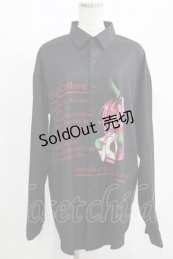 画像1: NieR Clothing / プリントロングシャツ  黒 H-25-08-16-002-PU-BL-KB-ZH