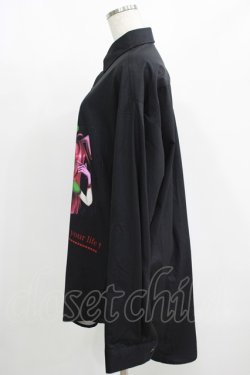 画像2: NieR Clothing / プリントロングシャツ  黒 H-25-08-16-002-PU-BL-KB-ZH
