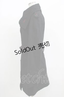 画像2: h.ANARCHY / カラーステッチベルト付コート  黒×赤 H-25-08-16-016-HN-CO-KB-ZT-C058