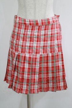 画像1: Candy Stripper / CHECK PLEATS MINI SKIRT M レッド H-25-08-16-021-PU-SK-KB-ZH