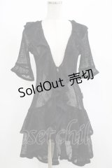 Ozz oneste / メッシュフラッフィーロングカーデ  黒 H-25-08-17-1012-OO-TO-KB-ZH