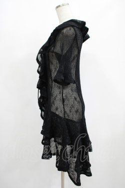画像2: Ozz oneste / メッシュフラッフィーロングカーデ  黒 H-25-08-17-1012-OO-TO-KB-ZH