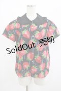Jane Marple / Strawberry Meets Logoブラウス  ブラック H-25-08-17-1014-JM-BL-KB-ZH