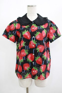 画像1: Jane Marple / Strawberry Meets Logoブラウス  ブラック H-25-08-17-1014-JM-BL-KB-ZH