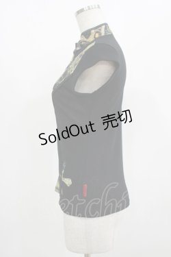 画像2: Ozz On / プリント切替トップス  黒×黒 H-25-08-17-1019-OO-TO-KB-ZH