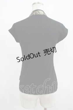 画像3: Ozz On / プリント切替トップス  黒×黒 H-25-08-17-1019-OO-TO-KB-ZH