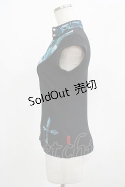 画像2: Ozz On / プリント切替トップス  黒×青 H-25-08-17-1020-OO-TO-KB-ZH