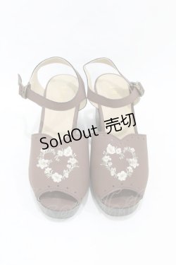 画像1: Fi.n.t / ハートリース刺繍ウッドライクソールサンダル M（23.5-24.0cm） BROWN H-25-08-18-003-CA-SH-NS-ZH