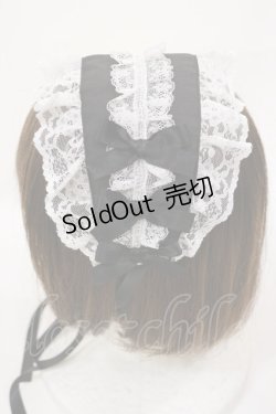 画像2: metamorphose / 無地ラッセルレースつきヘッドドレス  ブラック/オフ H-25-08-18-1004-ME-AC-NS-ZH