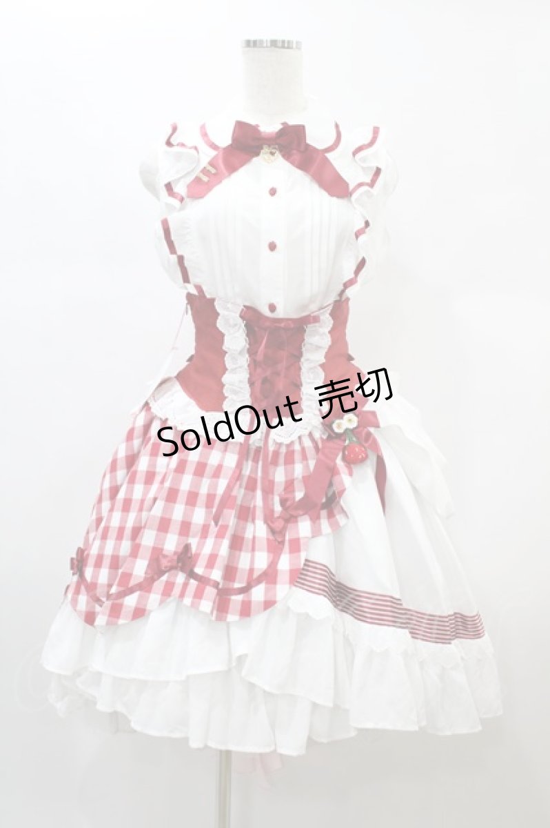 画像1: BABY,THE STARS SHINE BRIGHT / 初音ミクStrawberry Dress×BABY, THE STARS SHINE BRIGHTコラボレーションドレスセット Free オフ/レッド H-25-08-18-1029-BA-OP-NS-ZH (1)
