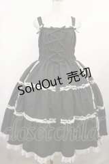 metamorphose / 【プラスサイズ】シャーリングティアードジャンパースカート プラスサイズ ブラック H-25-08-18-1010-ME-OP-NS-ZH