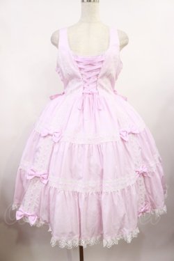 画像1: metamorphose / 【プラスサイズ】木漏れ日のトロイメライ ティアードジャンパースカート プラスサイズ ピンク H-25-08-18-1011-ME-OP-NS-ZH