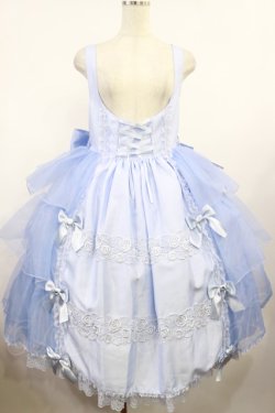 画像1: metamorphose / 【プラスサイズ】Mellifluous フロントあきフリルジャンパースカート プラスサイズ サックス H-25-08-18-1013-ME-OP-NS-ZH