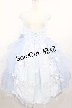 画像1: metamorphose / 【プラスサイズ】Mellifluous フロントあきフリルジャンパースカート プラスサイズ サックス H-25-08-18-1013-ME-OP-NS-ZH