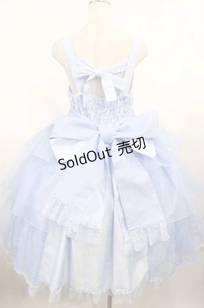 画像3: metamorphose / 【プラスサイズ】Mellifluous フロントあきフリルジャンパースカート プラスサイズ サックス H-25-08-18-1013-ME-OP-NS-ZH (3)