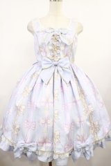 Angelic Pretty / Jewelry Ribbon Princessジャンパースカート Free サックス H-25-08-18-1014-AP-OP-NS-ZH
