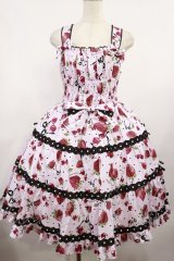 metamorphose / 【プラスサイズ】Lady Fruit シャーリングティアードジャンパースカート プラスサイズ ピンク H-25-08-18-1015-ME-OP-NS-ZH
