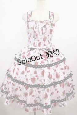 画像1: metamorphose / 【プラスサイズ】Lady Fruit シャーリングティアードジャンパースカート プラスサイズ ピンク H-25-08-18-1015-ME-OP-NS-ZH