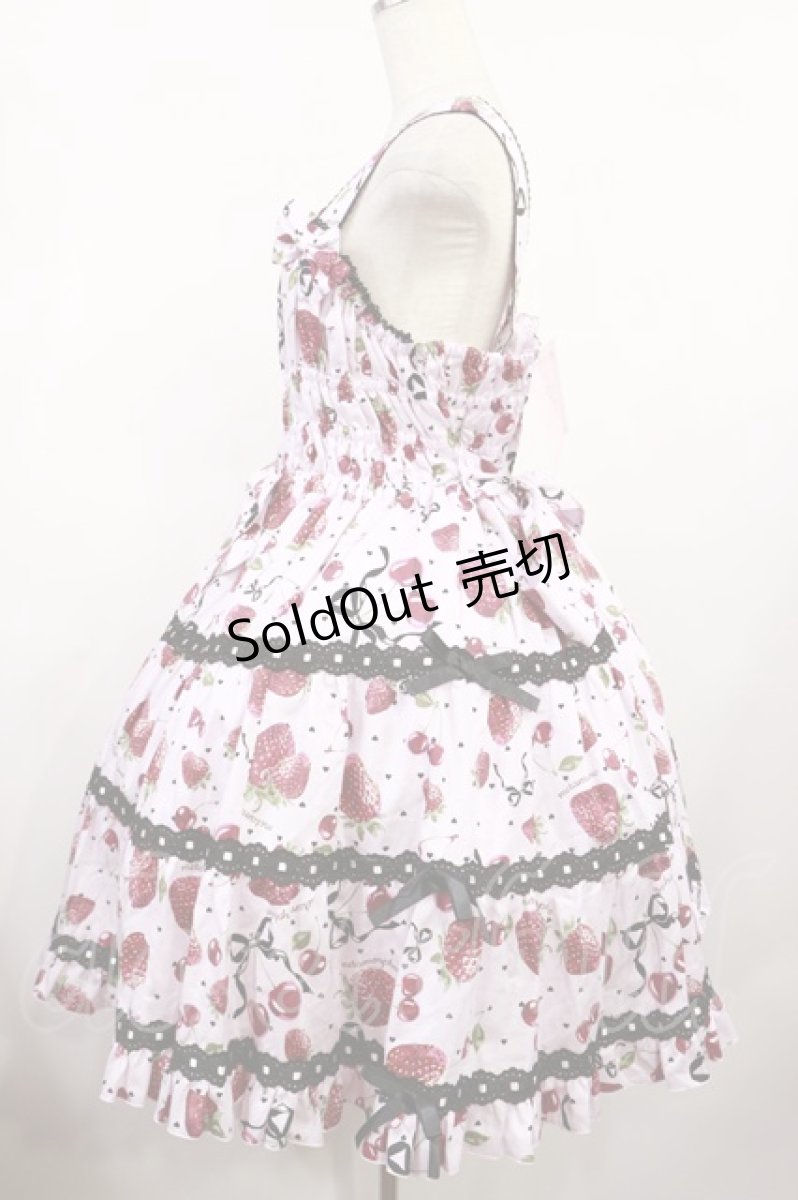 画像2: metamorphose / 【プラスサイズ】Lady Fruit シャーリングティアードジャンパースカート プラスサイズ ピンク H-25-08-18-1015-ME-OP-NS-ZH (2)
