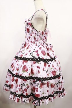 画像2: metamorphose / 【プラスサイズ】Lady Fruit シャーリングティアードジャンパースカート プラスサイズ ピンク H-25-08-18-1015-ME-OP-NS-ZH