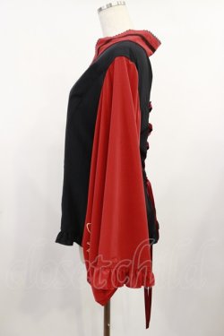 画像2: metamorphose / 【プラスサイズ】刺しゅう入り着物合わせ風ブラウス プラスサイズ ブラック/レッド H-25-08-18-1022-ME-BL-NS-ZH