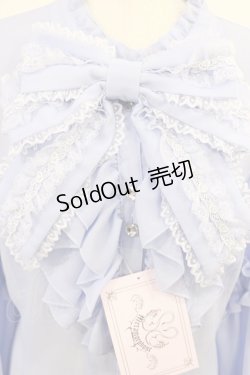 画像4: metamorphose / 【プラスサイズ】スタンドカラーフリルリボン姫袖ブラウス プラスサイズ サックス H-25-08-18-1023-ME-BL-NS-ZH