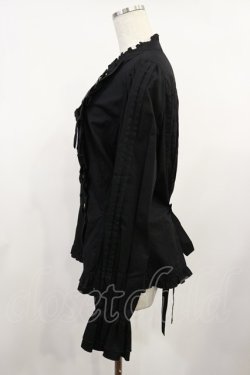 画像2: metamorphose / 【プラスサイズ】スタンドカラーピンタックフリルブラウス プラスサイズ ブラック H-25-08-18-1024-ME-BL-NS-ZH