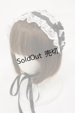 画像1: metamorphose / 無地ラッセルレースつきヘッドドレス  ブラック/オフ H-25-08-18-1004-ME-AC-NS-ZH