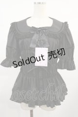 metamorphose / 【プラスサイズ】ハートレースシャーリング半袖ブラウス プラスサイズ ブラック H-25-08-18-1026-ME-BL-NS-ZH