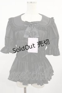 metamorphose / 【プラスサイズ】ハートレースシャーリング半袖ブラウス プラスサイズ ブラック H-25-08-18-1026-ME-BL-NS-ZH