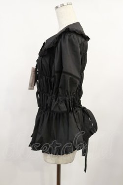 画像2: metamorphose / 【プラスサイズ】ハートレースシャーリング半袖ブラウス プラスサイズ ブラック H-25-08-18-1026-ME-BL-NS-ZH