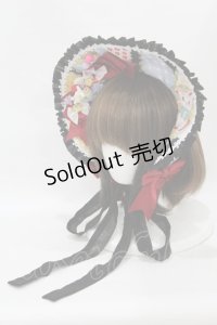 Crucis（海外ロリータブランド） / 昭和カレイドスコープボンネット  ブラック H-25-08-18-013-PU-AC-NS-ZH