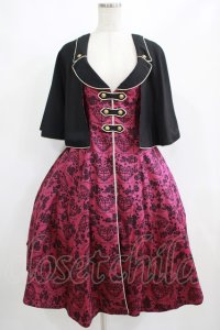 metamorphose / 【プラスサイズ】ハートダマスクジレ風ジャンパースカート プラスサイズ ボルドー H-25-08-19-003-ME-OP-NS-ZH