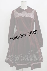 axes femme POETIQUE / レースデザインベロアワンピース M ワイン H-25-08-19-031-AX-OP-NS-ZH